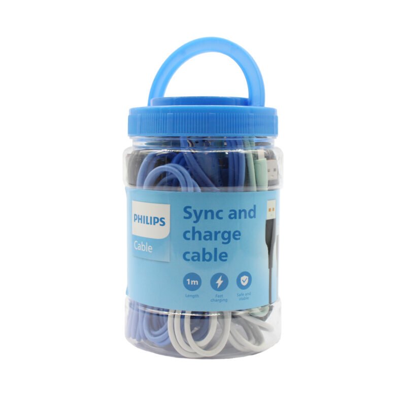 pack 20 cables philips usb 3.0 a tipo c 2.4 amp 1 mt black/white/green/blue — vista 3