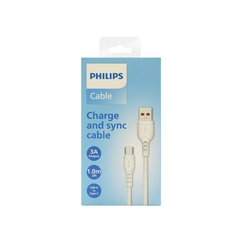 cable philips usb 3.0 tipo c 3 amp 1 mt trenzado white — vista 6