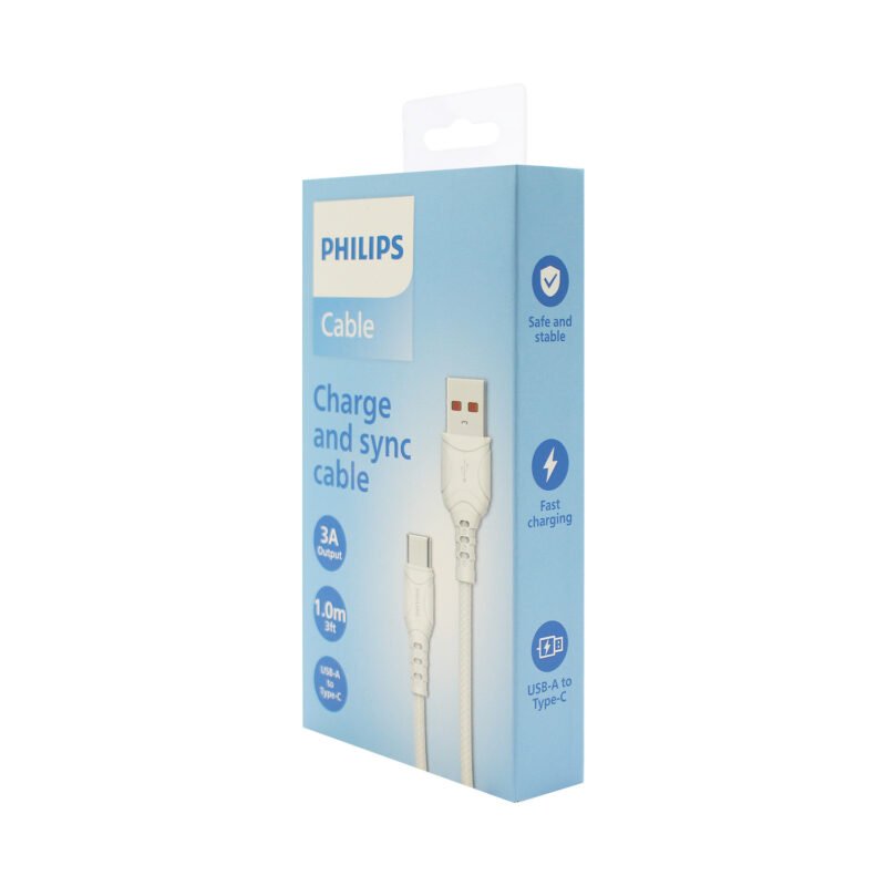 cable philips usb 3.0 tipo c 3 amp 1 mt trenzado white — vista 7
