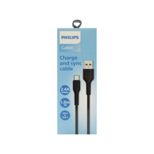 cable philips usb 3.0 a tipo c 2,4 amp 1 mts black