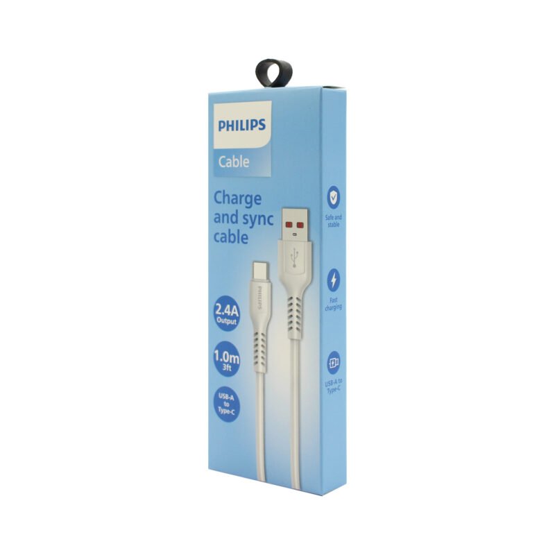 cable philips usb 3.0 a tipo c 2,4 amp 1 mts white — vista 7