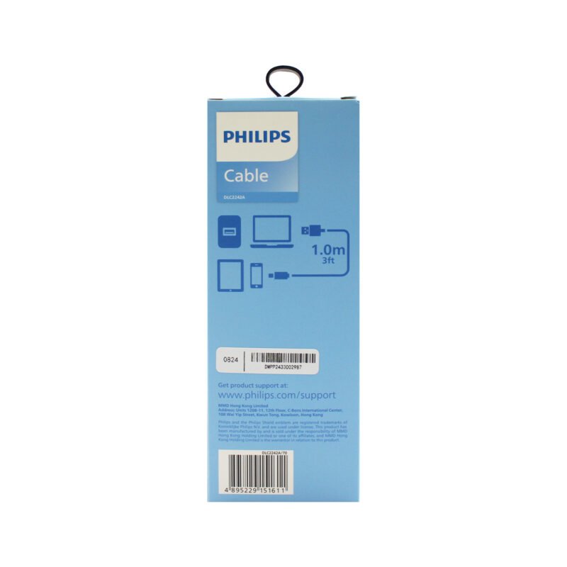 cable philips usb 3.0 a tipo c 2,4 amp 1 mts white — vista 6