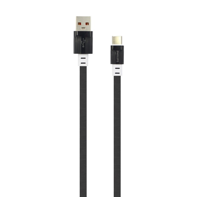 cable philips usb 3.0 a tipo c 2,4amp 1 mt plano black — vista 5