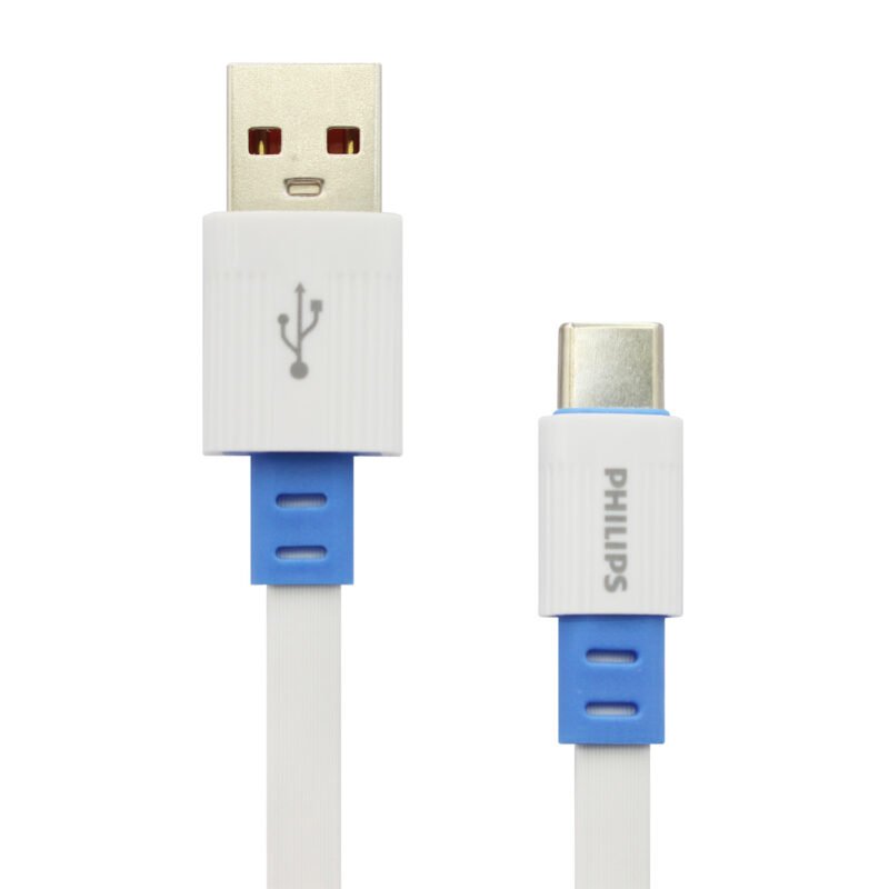 cable philips usb 3.0 a tipo c 2,4amp 1 mt plano white — vista 4