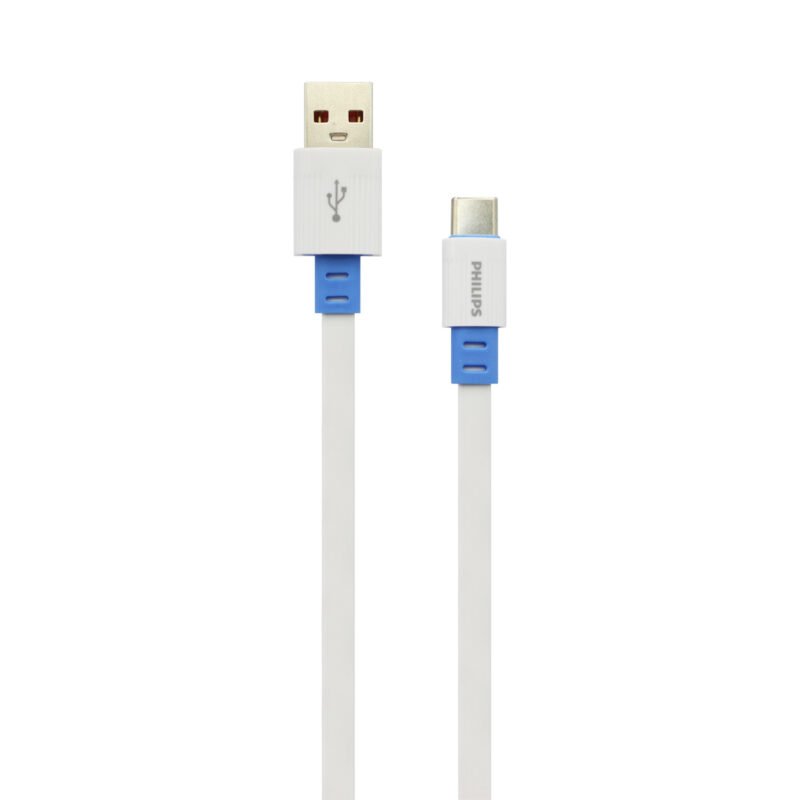cable philips usb 3.0 a tipo c 2,4amp 1 mt plano white — vista 5