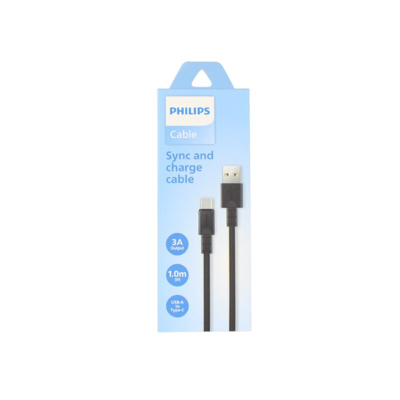 cable philips usb 3.0 a tipo c 3 amp 1 mt black — vista 8