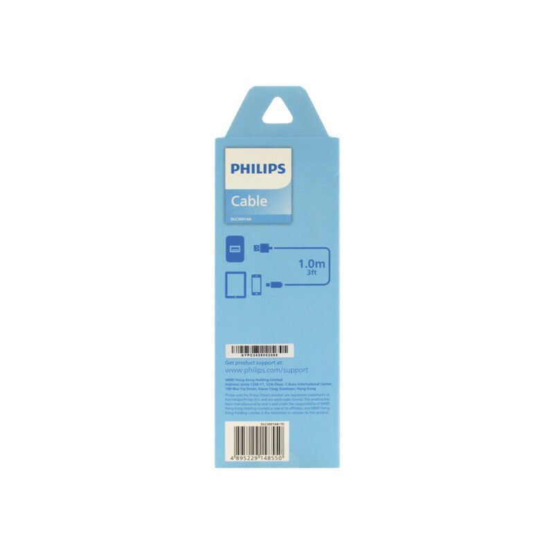 cable philips usb 3.0 a tipo c 3 amp 1 mt black