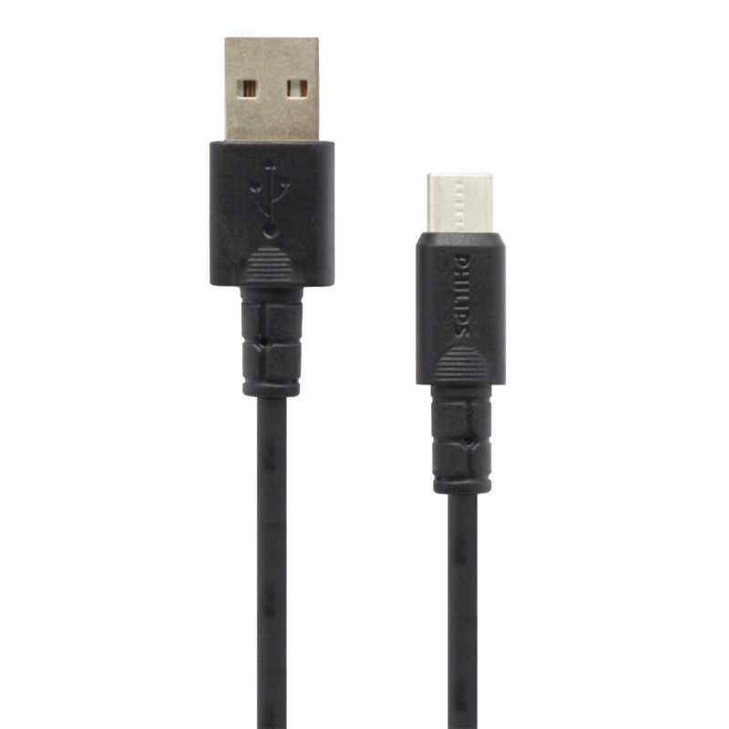 cable philips usb 3.0 a tipo c 3 amp 1 mt black — vista 2
