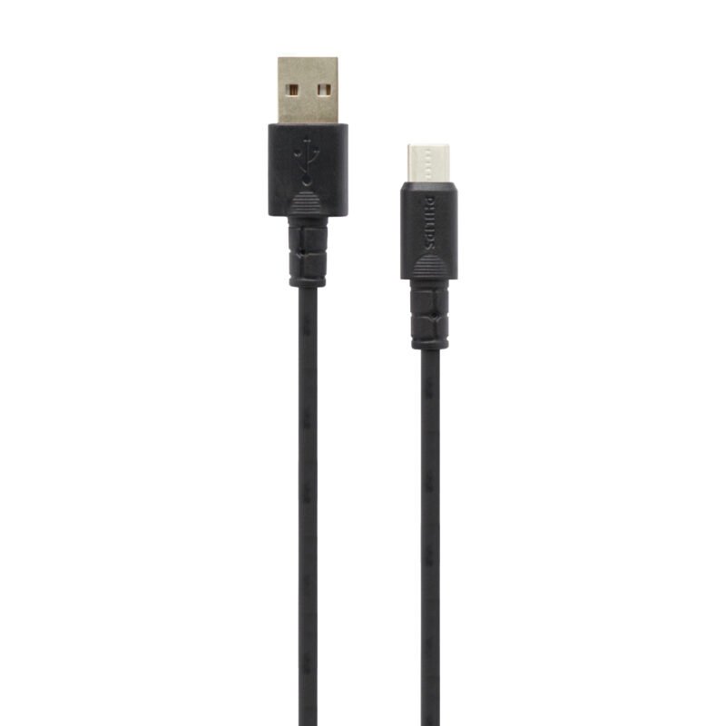 cable philips usb 3.0 a tipo c 3 amp 1 mt black — vista 3