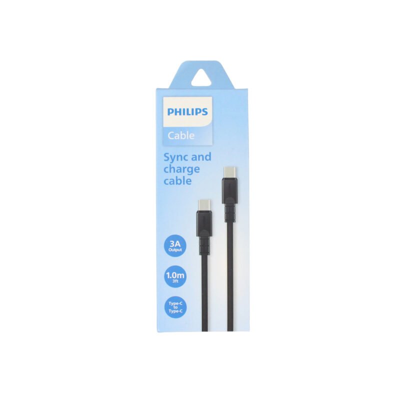 cable philips usb c 3.0 a tipo c 3 amp 1 mt black