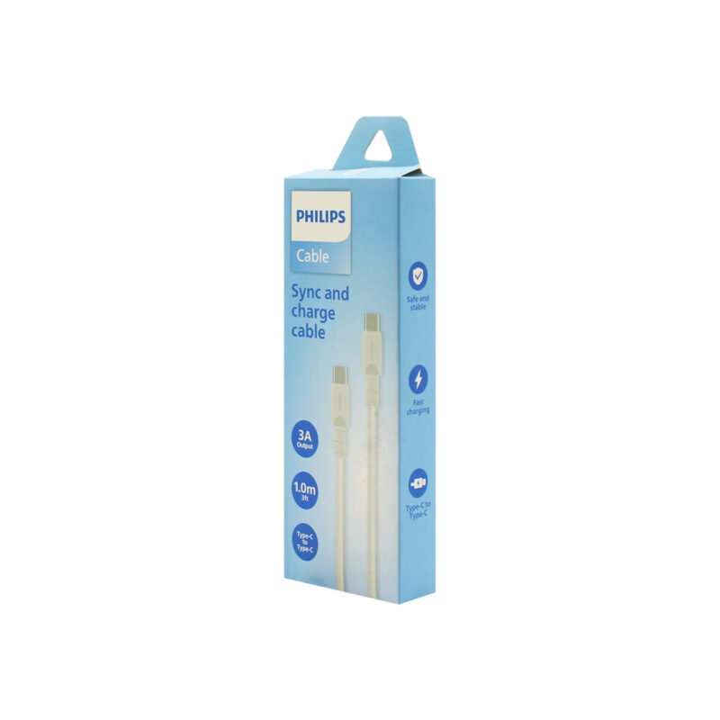cable philips tipo c 3.0 a tipo c 3 amp 1 mt white — vista 2