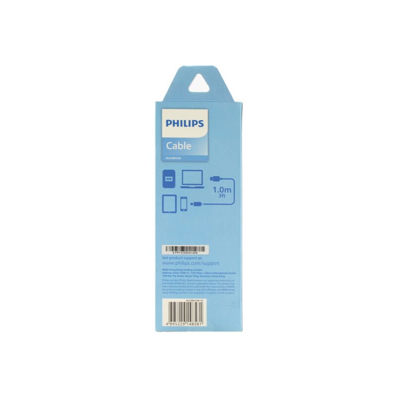 cable philips tipo c 3.0 a tipo c 3 amp 1 mt white — vista 3