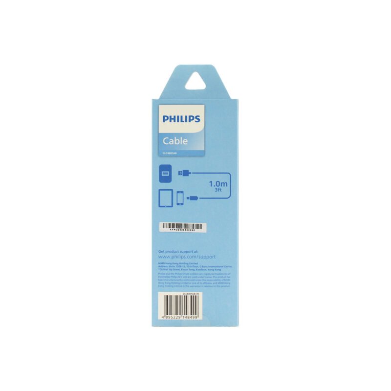 cable philips usb 3.0 a tipo c 3 amp 1 mt black — vista 3