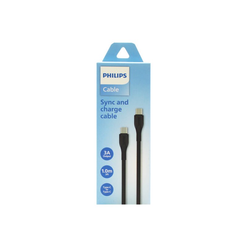 cable philips tipo c 3.0 a tipo c 3 amp 1 mt black — vista 2