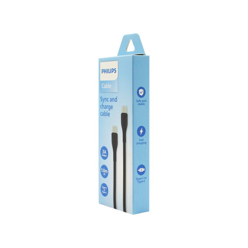 cable philips tipo c 3.0 a tipo c 3 amp 1 mt black — vista 4