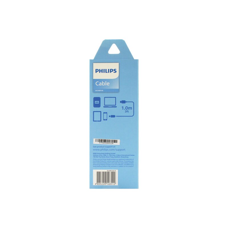 cable philips tipo c 3.0 a tipo c 3 amp 1 mt black — vista 5