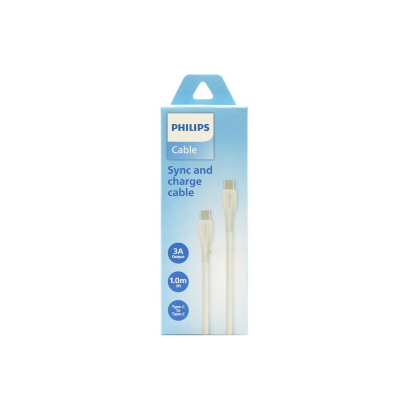 cable philips tipo c 3.0 a tipo c 3 amp 1 mt white — vista 2