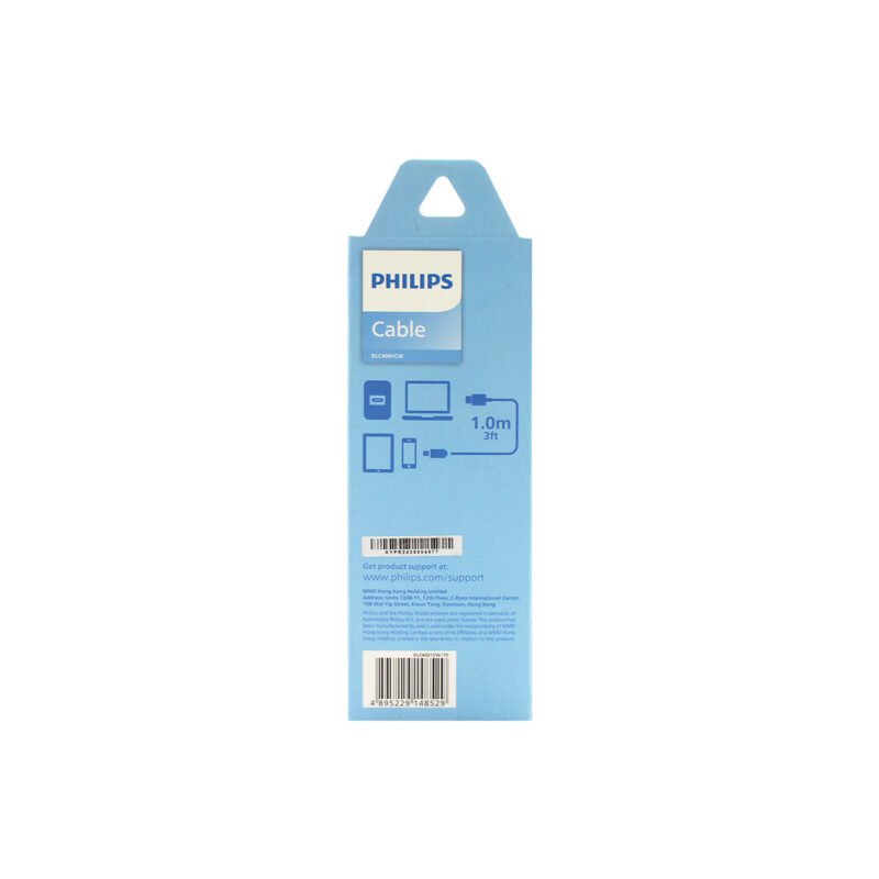 cable philips tipo c 3.0 a tipo c 3 amp 1 mt white — vista 3