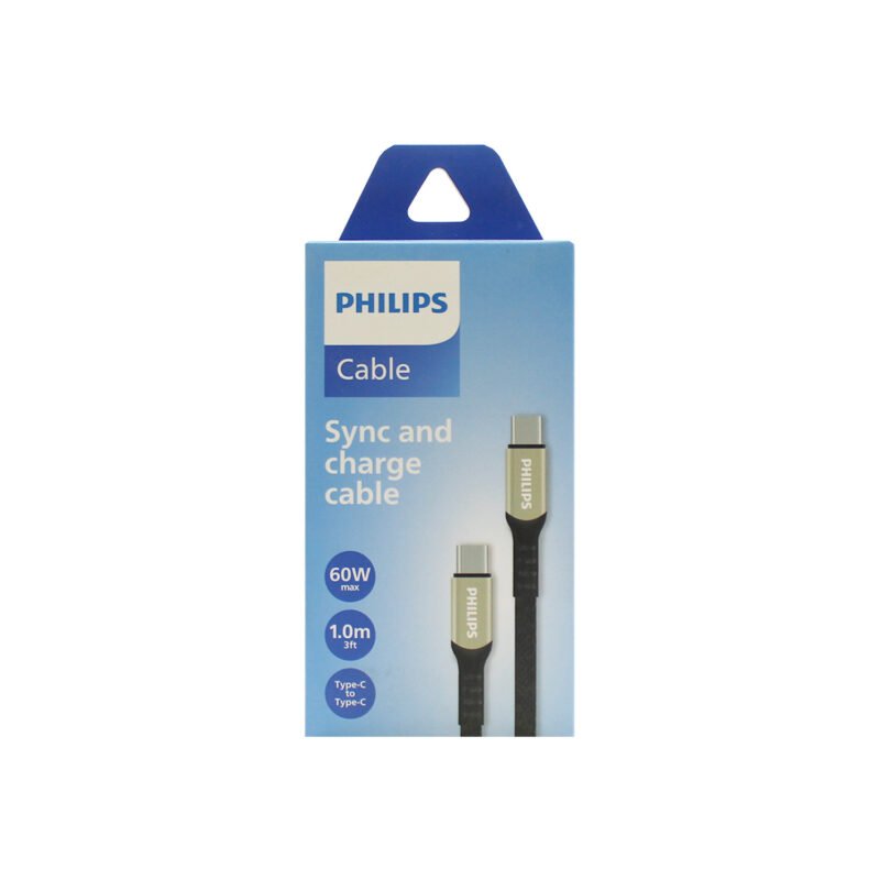 cable philips tipo c 3.2 a tipo c 60ws trenzado 1 mt puntas de aluminio black — vista 6