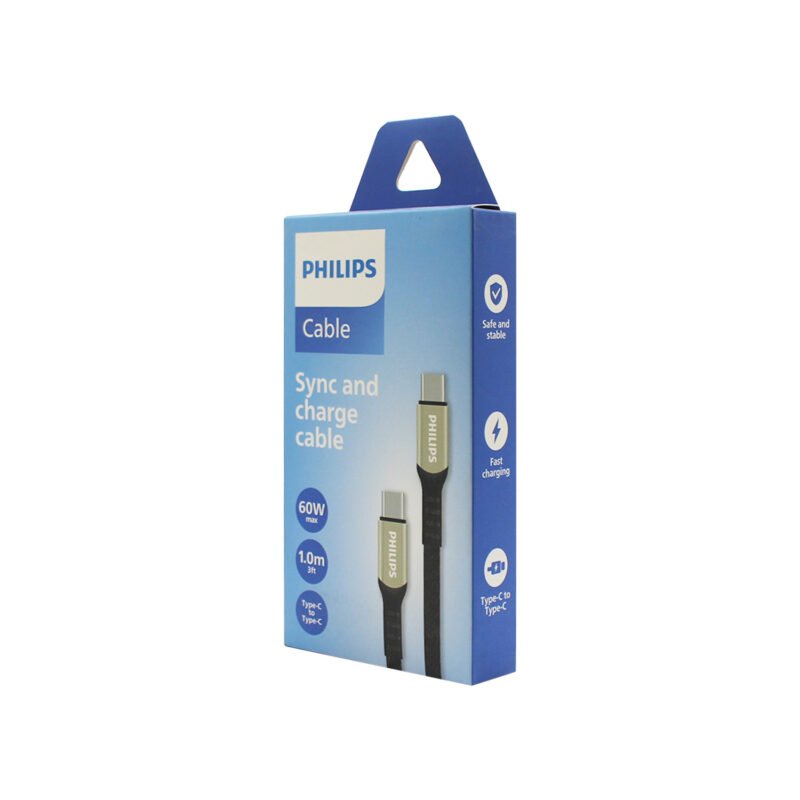 cable philips tipo c 3.2 a tipo c 60ws trenzado 1 mt puntas de aluminio black — vista 5
