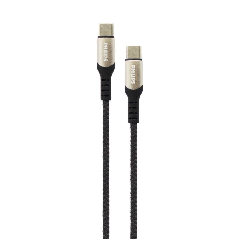 cable philips tipo c 3.2 a tipo c 60ws trenzado 1 mt puntas de aluminio black — vista 2