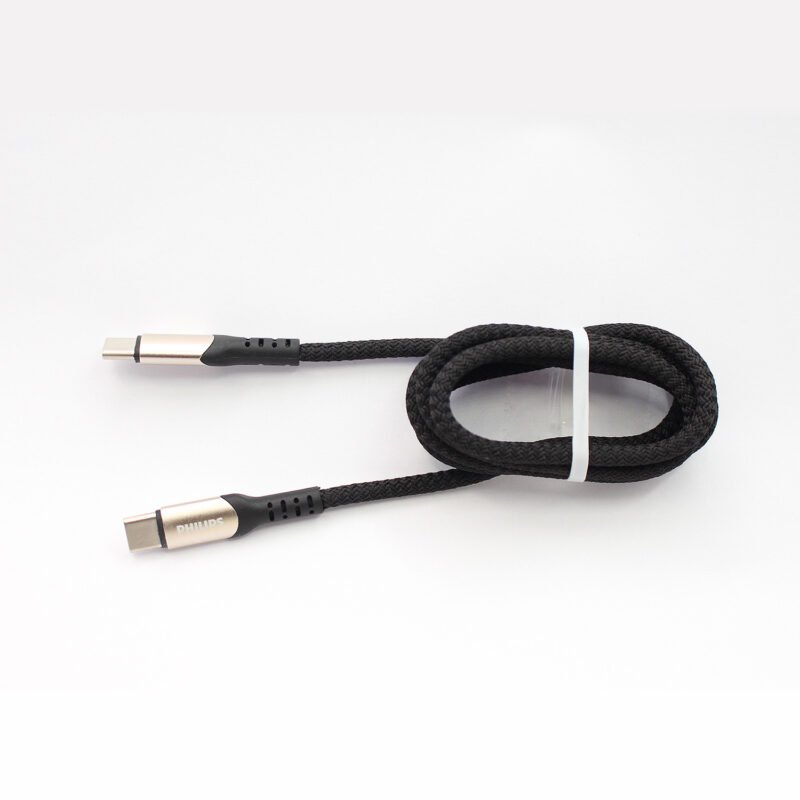 cable philips tipo c 3.2 a tipo c 60ws trenzado 1 mt puntas de aluminio black — vista 3