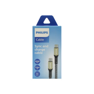 cable philips tipo c 3.2 a tipo c 60ws trenzado 1 mt puntas de aluminio grey