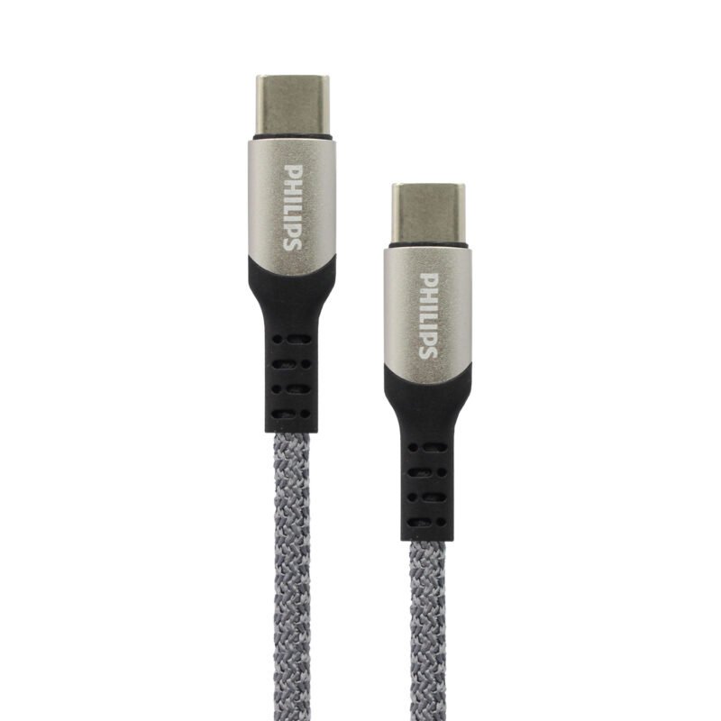 cable philips tipo c 3.2 a tipo c 60ws trenzado 1 mt puntas de aluminio grey — vista 4