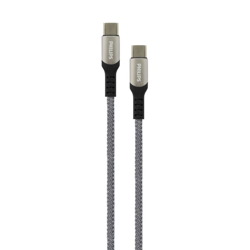 cable philips tipo c 3.2 a tipo c 60ws trenzado 1 mt puntas de aluminio grey — vista 5