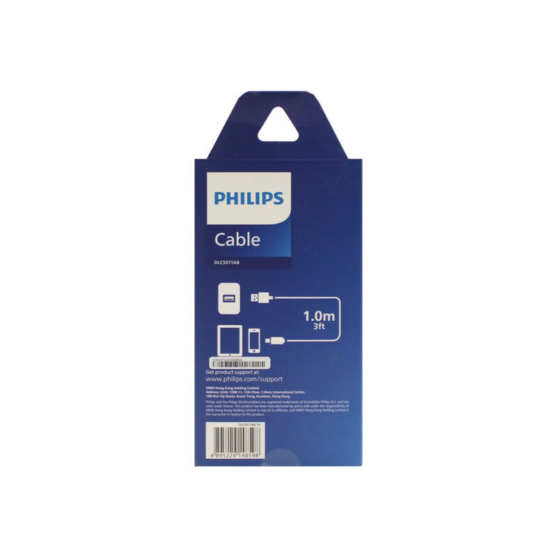cable philips usb 3.2 a tipo c 6 amp 1 mt con pantalla led trenzado black — vista 3