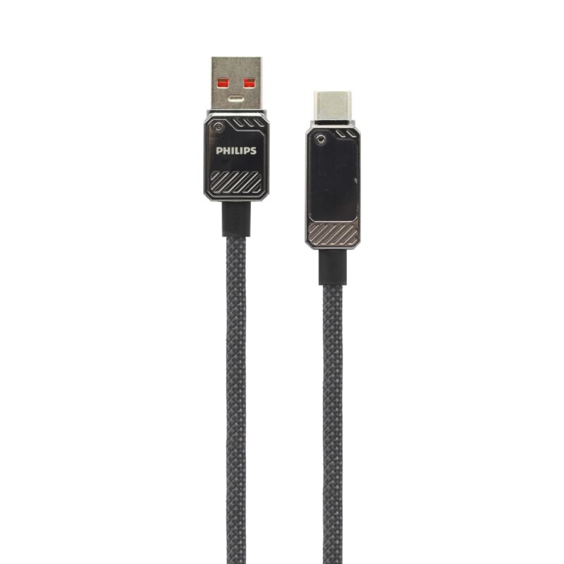 cable philips usb 3.2 a tipo c 6 amp 1 mt con pantalla led trenzado black — vista 5
