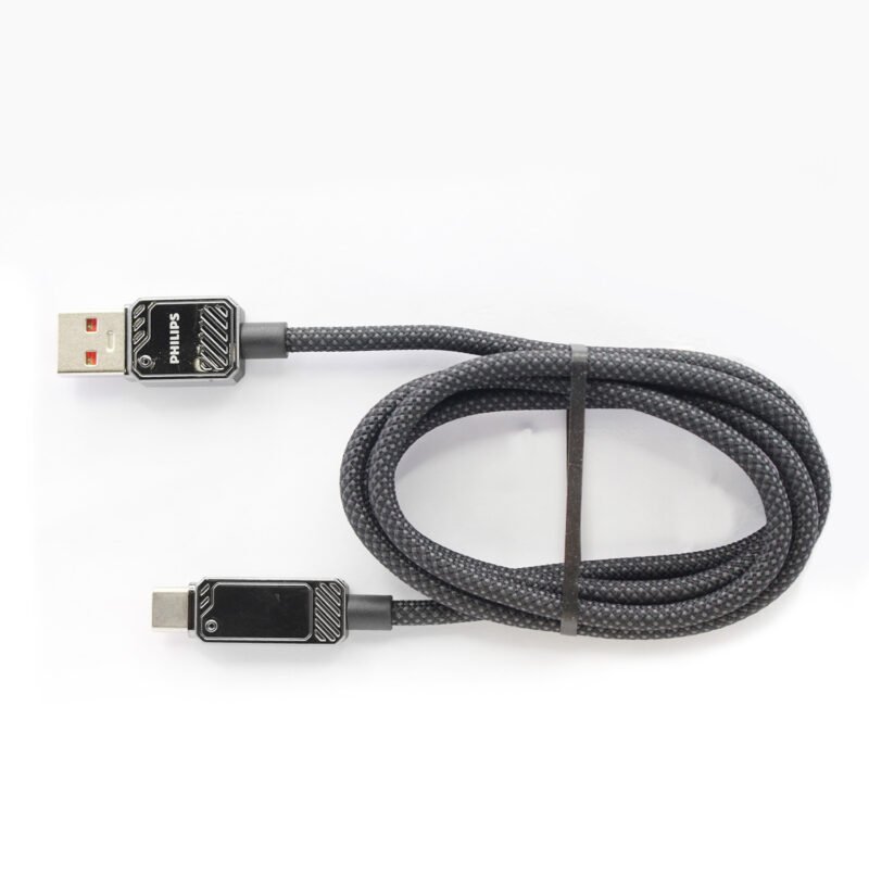 cable philips usb 3.2 a tipo c 6 amp 1 mt con pantalla led trenzado black — vista 6