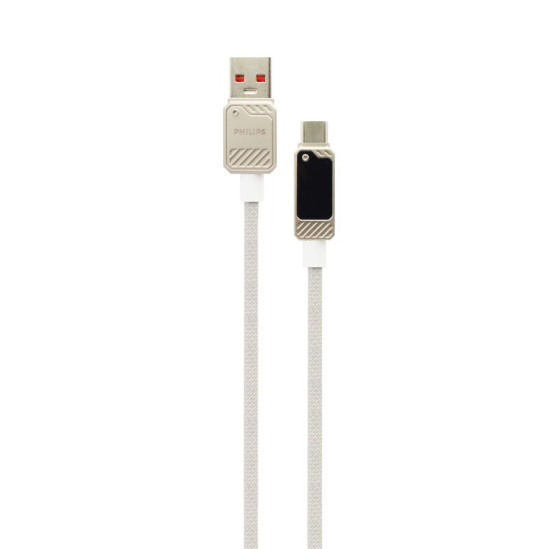 cable philips usb 3.2 a tipo c 6 amp 1 mt con pantalla led trenzado black — vista 5