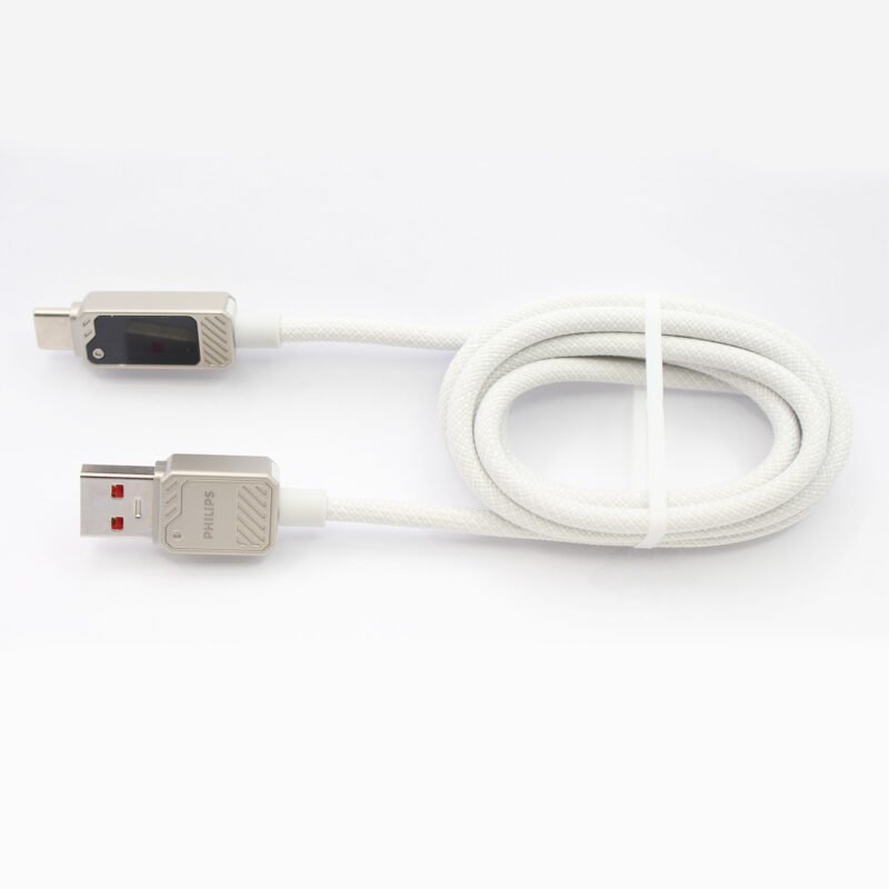 cable philips usb 3.2 a tipo c 6 amp 1 mt con pantalla led trenzado black — vista 6