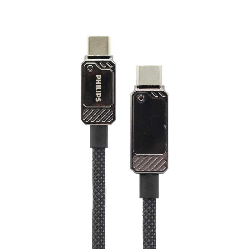 cable philips tipo c 3.2 a tipo c soporta 100ws 1 mt pantalla led trenzado black — vista 2