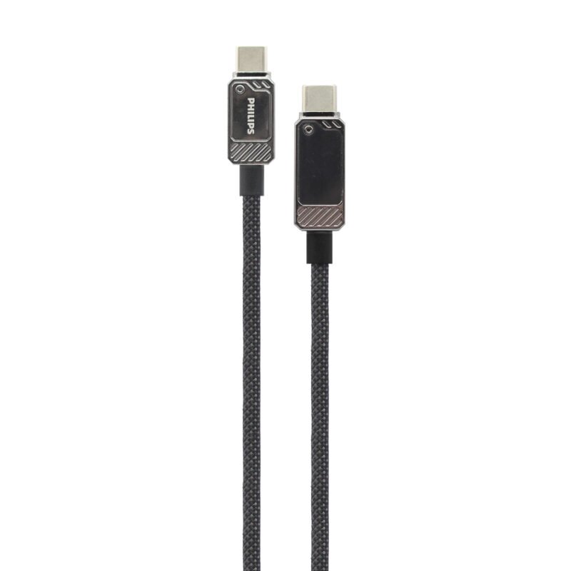 cable philips tipo c 3.2 a tipo c soporta 100ws 1 mt pantalla led trenzado black — vista 3
