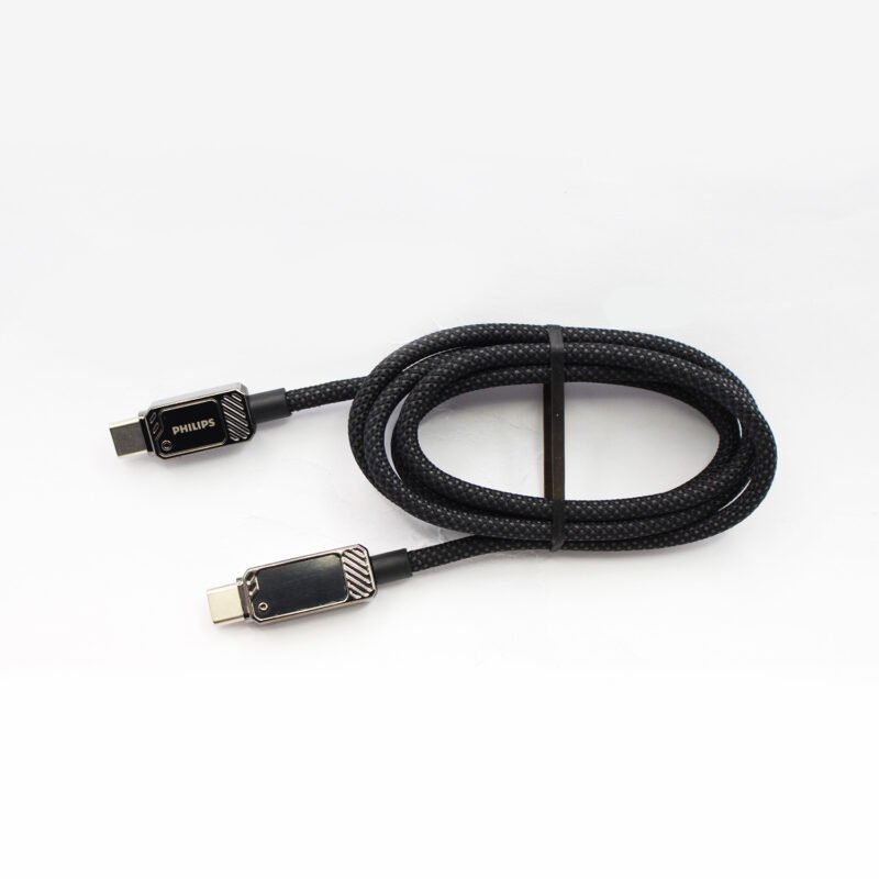 cable philips tipo c 3.2 a tipo c soporta 100ws 1 mt pantalla led trenzado black — vista 4