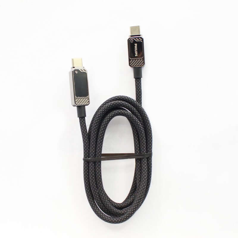 cable philips tipo c 3.2 a tipo c soporta 100ws 1 mt pantalla led trenzado black — vista 6