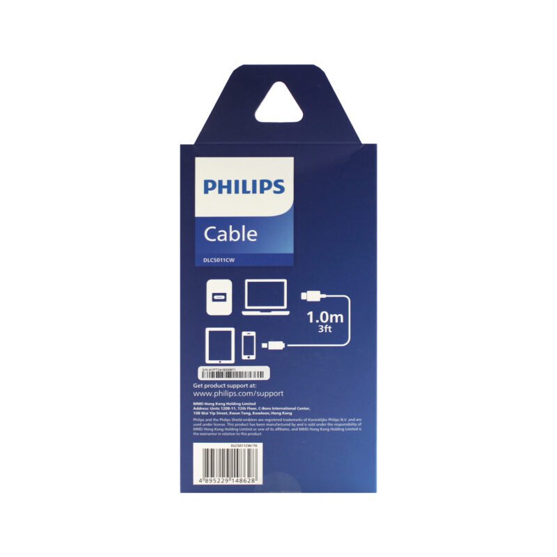cable philips tipo c 3.2 a tipo c soporta 100ws 1 mt pantalla led trenzado white — vista 2