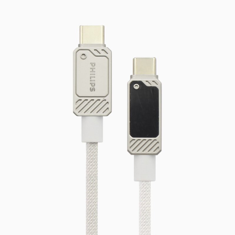 cable philips tipo c 3.2 a tipo c soporta 100ws 1 mt pantalla led trenzado white — vista 4