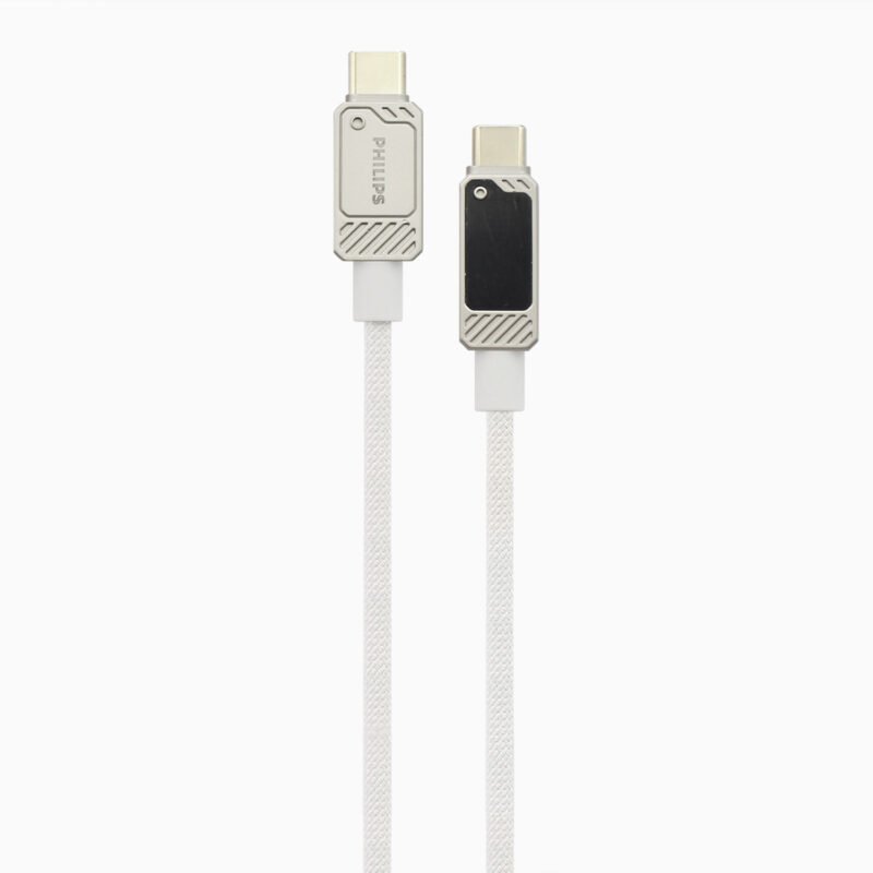 cable philips tipo c 3.2 a tipo c soporta 100ws 1 mt pantalla led trenzado white — vista 5