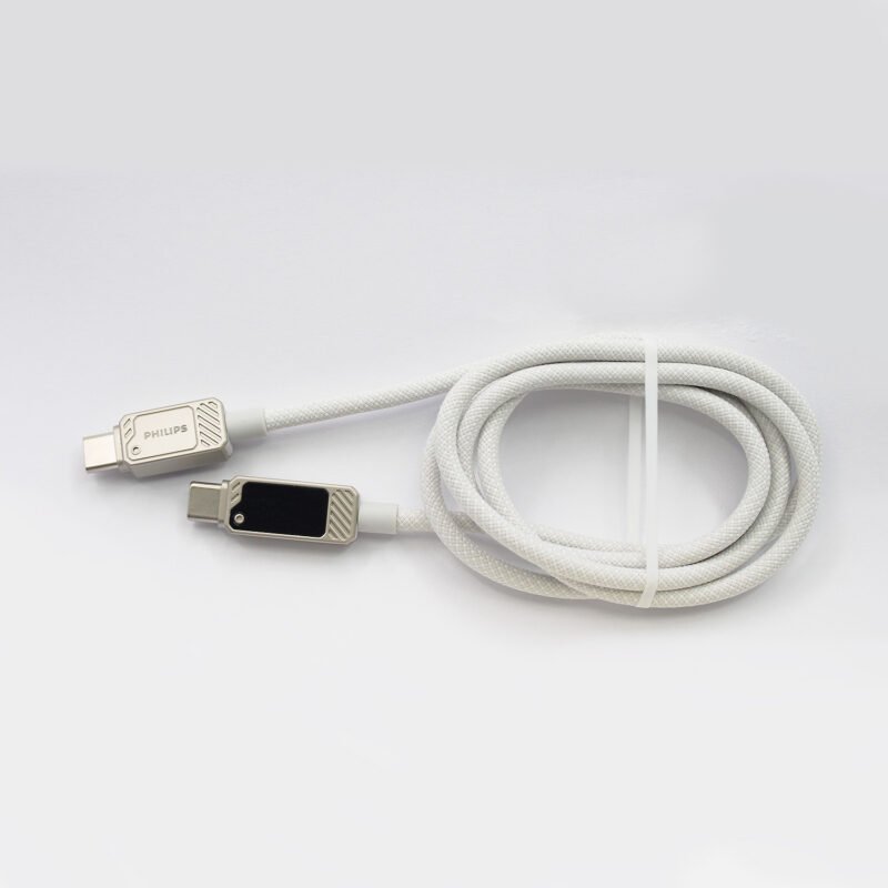 cable philips tipo c 3.2 a tipo c soporta 100ws 1 mt pantalla led trenzado white — vista 6