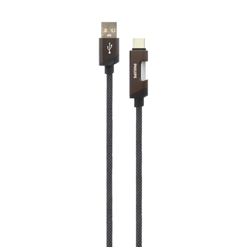 cable philips usb 3.0 a tipo c 3amp 1 mt con luz led trenzado black — vista 5