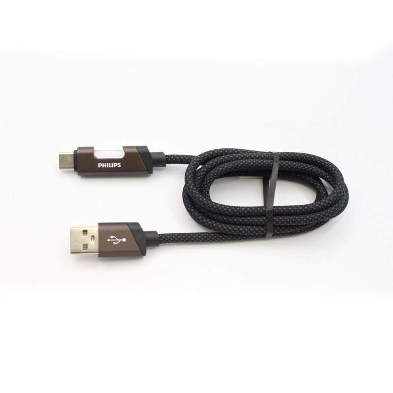 cable philips usb 3.0 a tipo c 3amp 1 mt con luz led trenzado black — vista 6