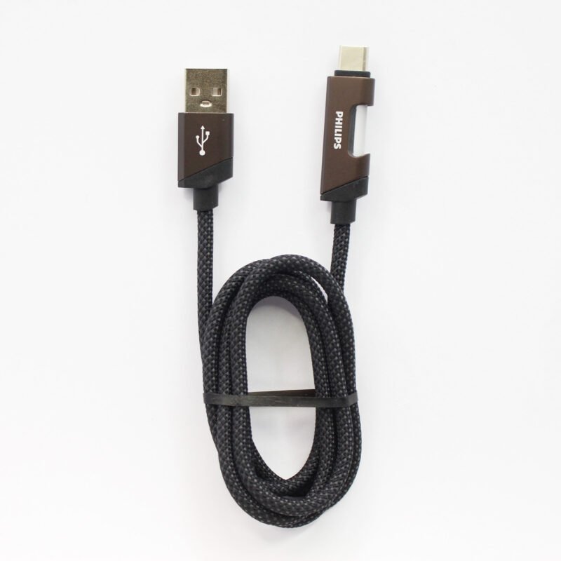 cable philips usb 3.0 a tipo c 3amp 1 mt con luz led trenzado black — vista 7