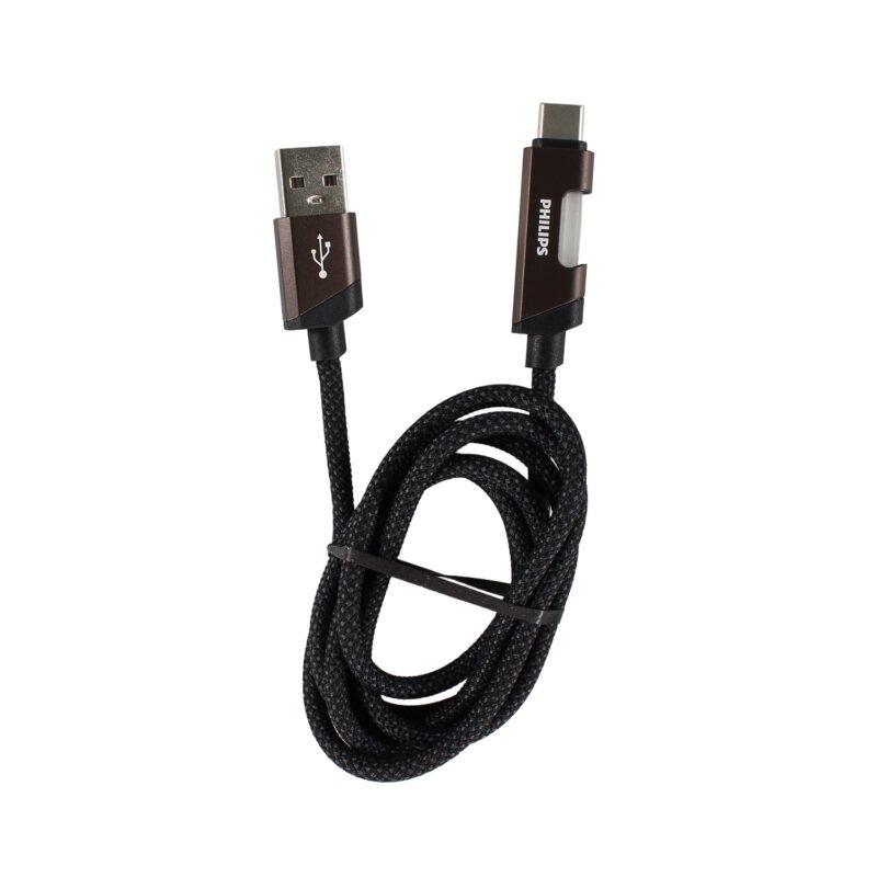 cable philips usb 3.0 a tipo c 3amp 1 mt con luz led trenzado black — vista 10