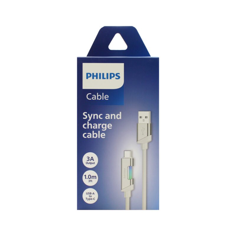 cable philips usb 3.0 a tipo c 3amp 1 mt con luz led trenzado white — vista 7