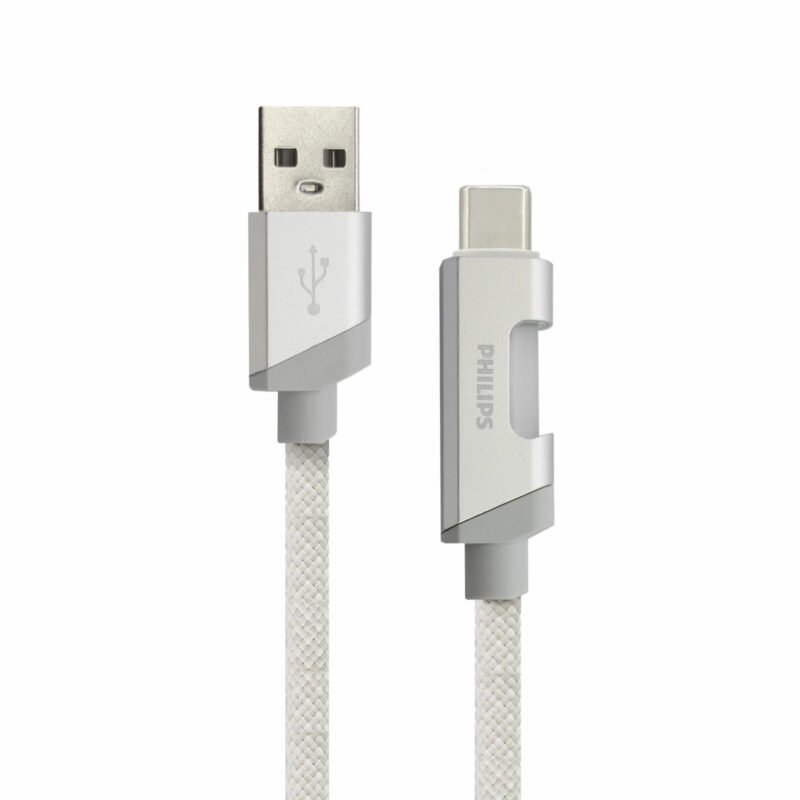cable philips usb 3.0 a tipo c 3amp 1 mt con luz led trenzado white — vista 3