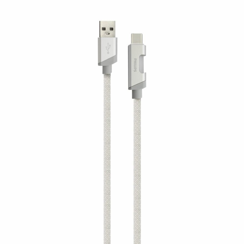 cable philips usb 3.0 a tipo c 3amp 1 mt con luz led trenzado white — vista 4