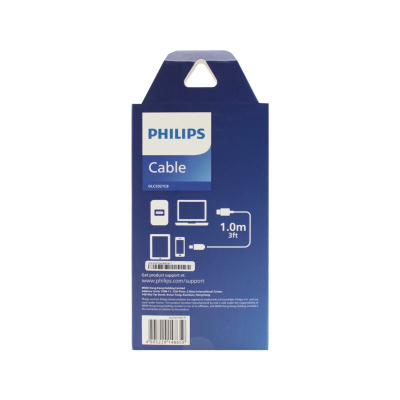 cable philips tipo c 3.2 a tipo c 60ws 1 mt con luz led trenzado black — vista 3